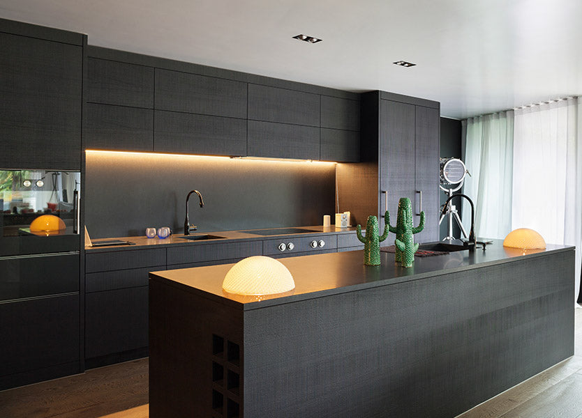 Kitchen with LED light strips