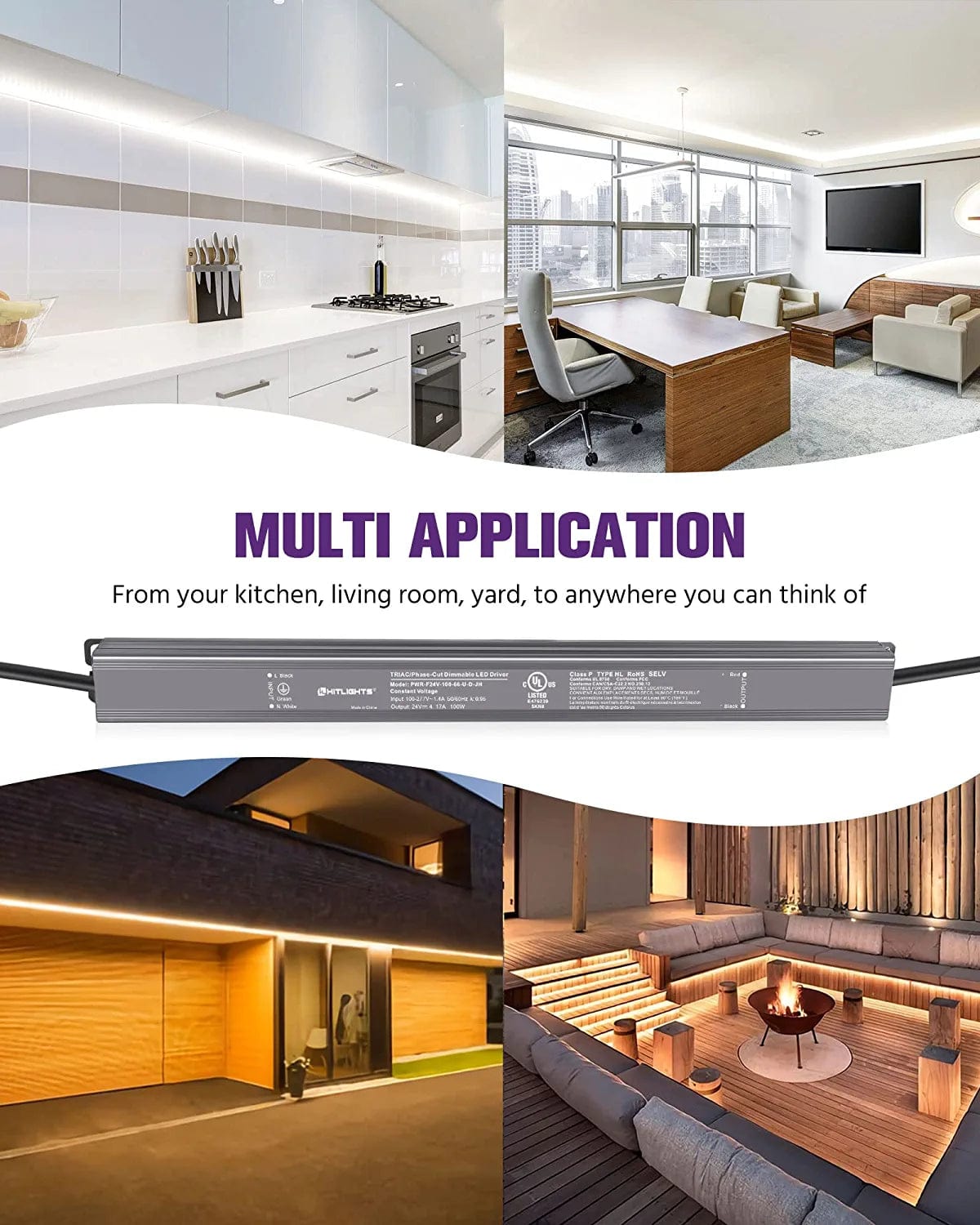 HitLights 100 Watt S-Series Dimmable Driver (Electronic, UL) - 24 Volt