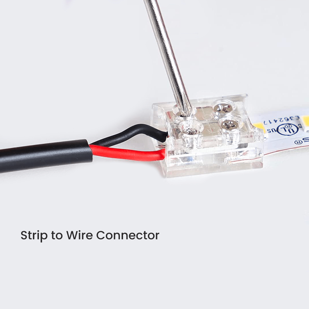 HitLights LED Light Strip Connectors and Accessories 12PCS of Strip to Wire 10mm with Screw driver 10mm 2 Pin Solderless Transparent Terminal Block LED Light Strip Connectors: Single Color (12 Pack)