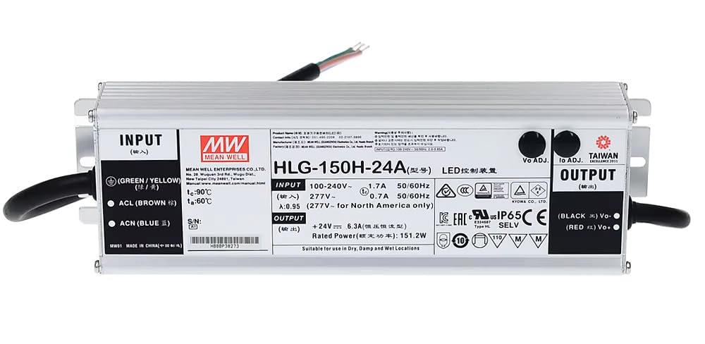 150W 24V Mean Well HLG Outdoor Power Supply - IP67