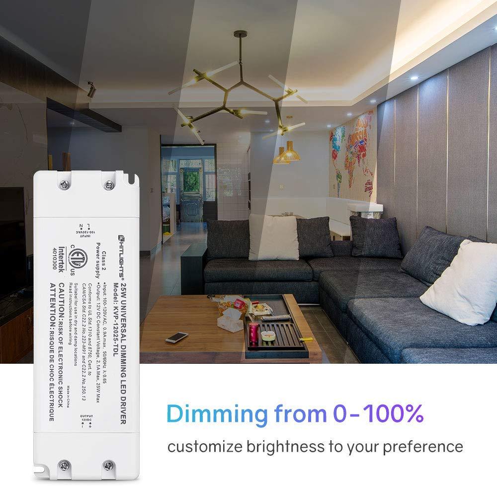 HitLights LED Light Strip Power Supplies and Batteries 25 Watt U-Series Dimmable Driver (Universal, ETL-Listed) - 12 Volt