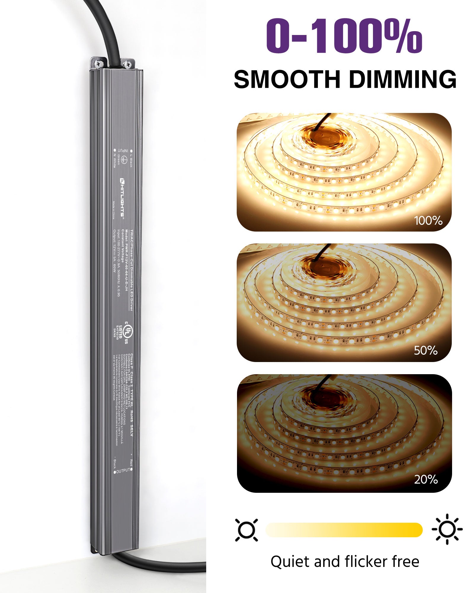 60 Watt S-Series Dimmable Driver (Electronic, UL Listed) Waterproof - 12V