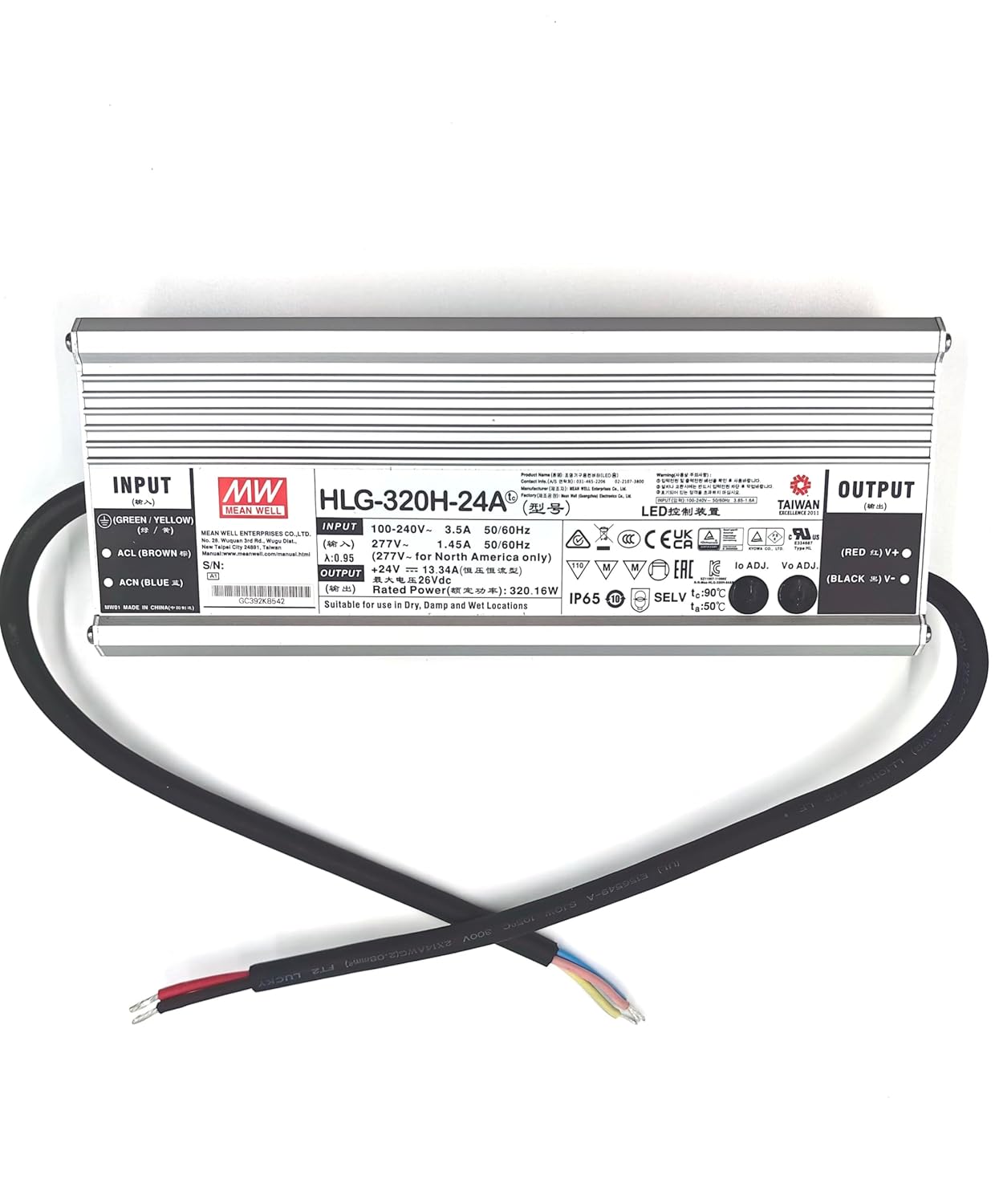 320W HLG-Series Mean Well Outdoor Power Supply - 24 Volt