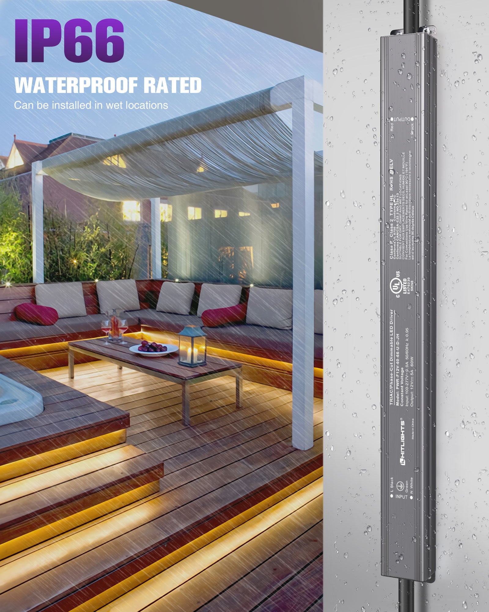 60 Watt S-Series Dimmable Driver (Electronic, UL Listed) Waterproof - 12V