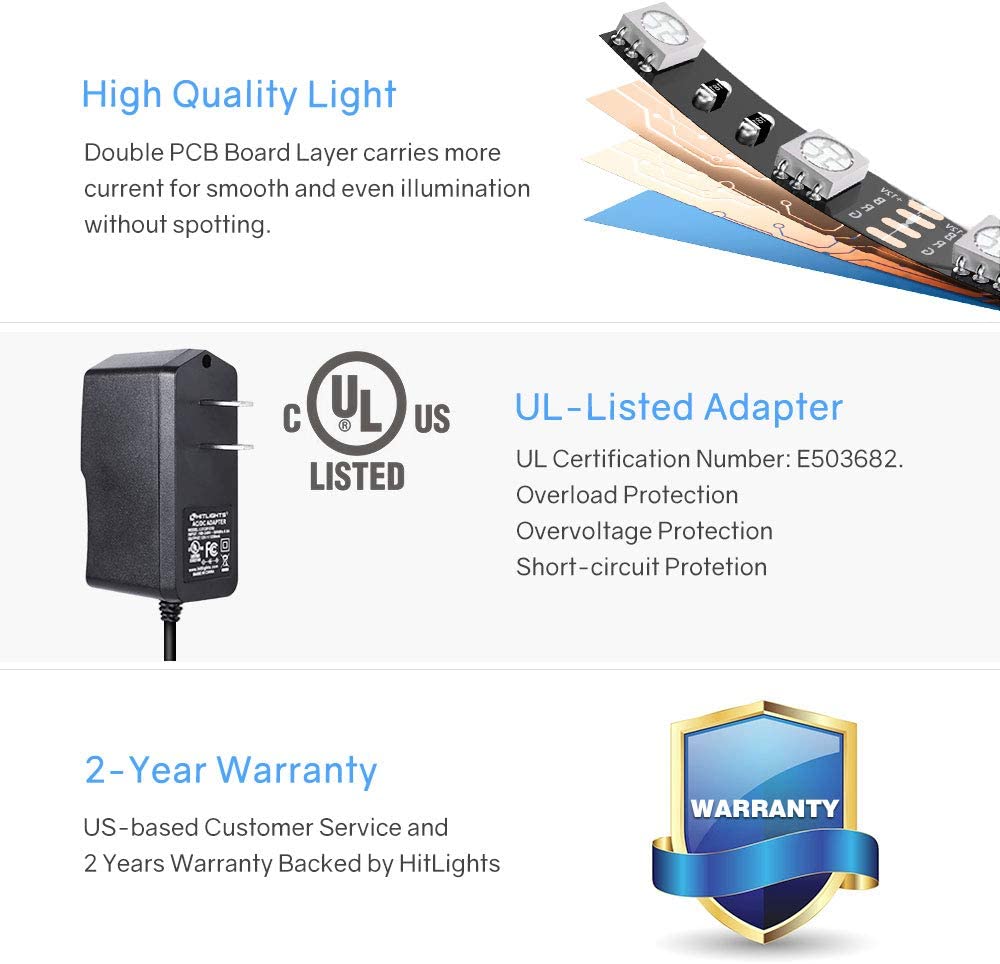 HitLights 4 Pre-Cut 1ft/4ft Small LED Light Strips Dimmable, RGB 5050 Color Changing LED Tape Light with Remote