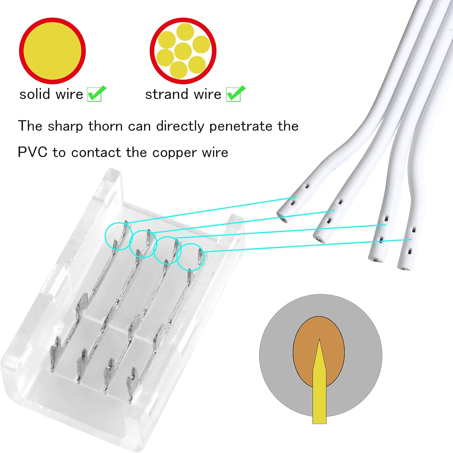 10mm 4 Pin RGB Strip-to-Strip or Strip-to-Wire LED Connectors (12 Pack)