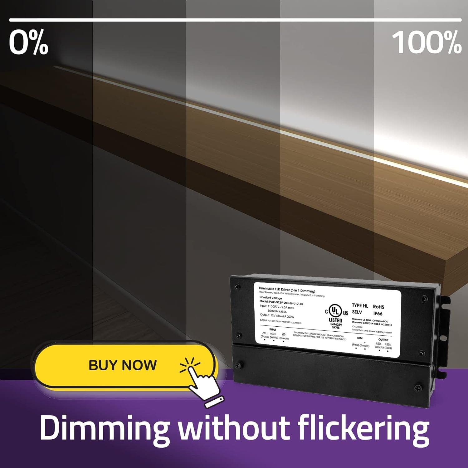 HitLights AVAILABLE SOON: 200W 5-in-1 LED Dimmable Driver (Electronic, UL Listed) - 12Volt