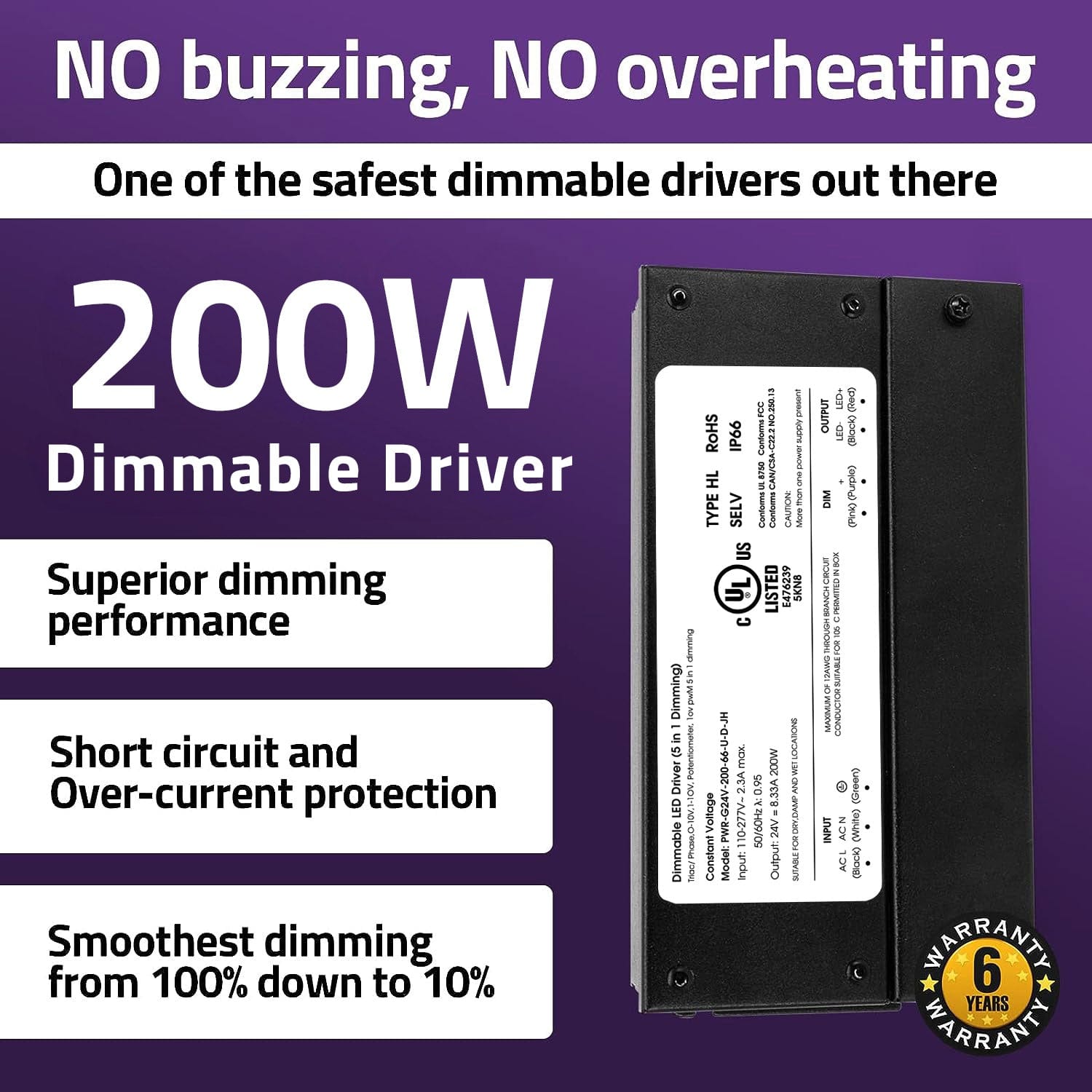 HitLights AVAILABLE SOON: 200W 5-in-1 LED Dimmable Driver (Electronic, UL Listed) - 24 Volt