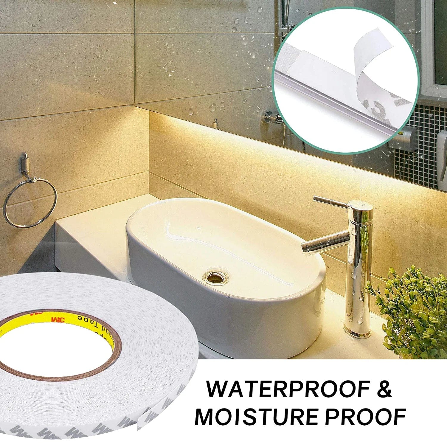 HitLights Double Sided Tape Heavy Duty, 164ft Waterproof Mounting Tape