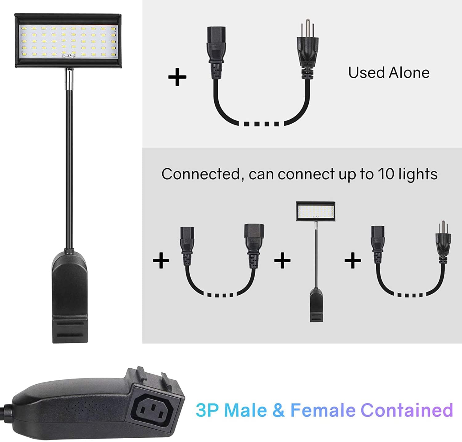 HitLights Tools & Home Improvement LED Arm Lights, Connectable LED Arm Lights 12V 21W 3600Lumen Cool White (2pcs Black)