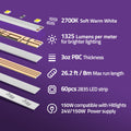 HitLights Premium 24V LED Light Strip, Single Color (UL-Listed) 26.2ft [IP-20]