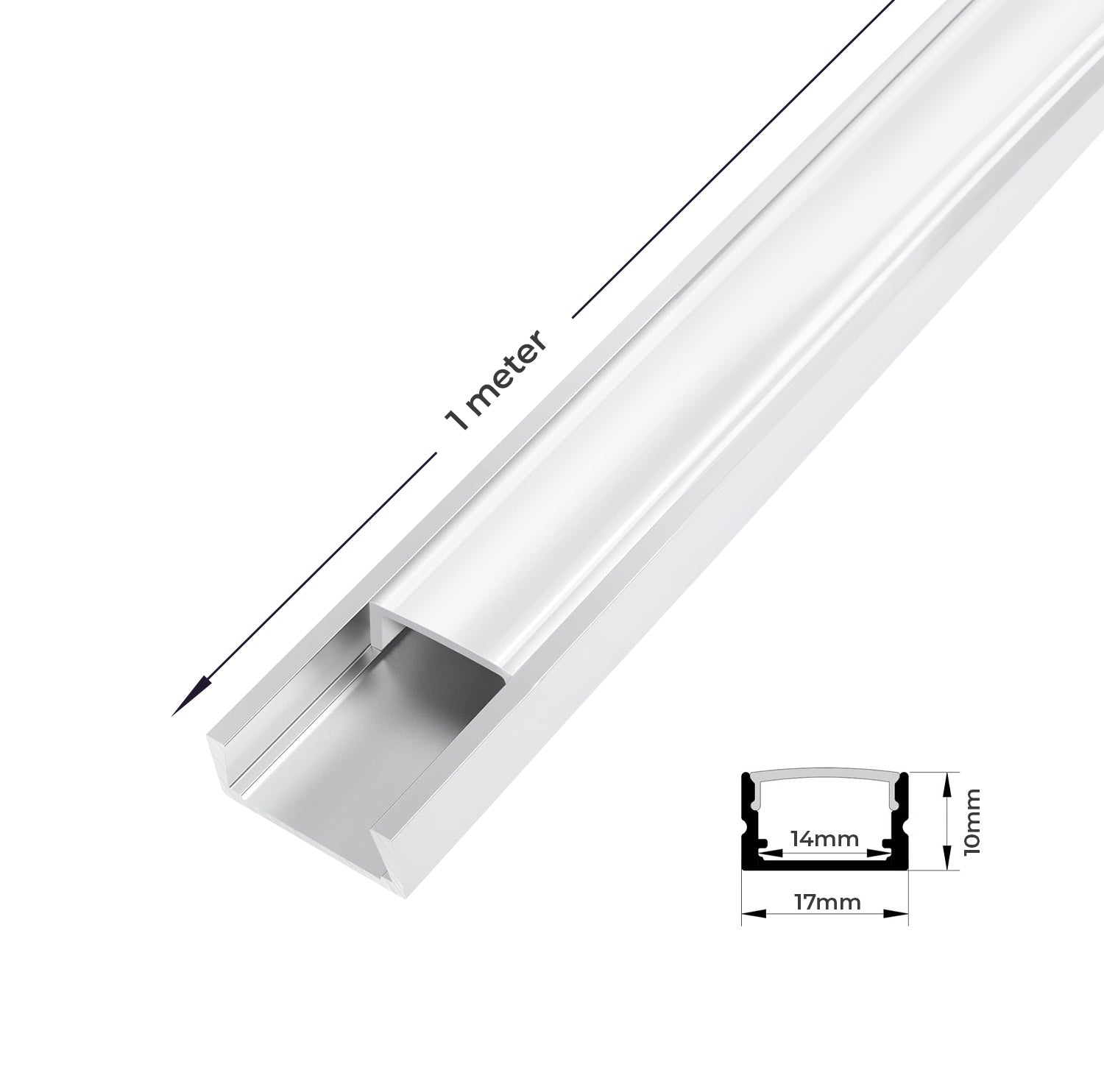 Nuevo canal de aluminio para montaje en superficie (paquete de 5)