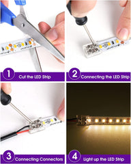 10mm 2 Pin Solderless Transparent Terminal Block LED Light Strip  Connectors: Single Color (12 Pack)
