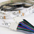 HitLights LED Light Strip Connectors and Accessories 10mm (5050) Solderless LED Light Strip Connectors and Extensions : RGB Multicolor - 6 Inch Any Angle (4 Pack)