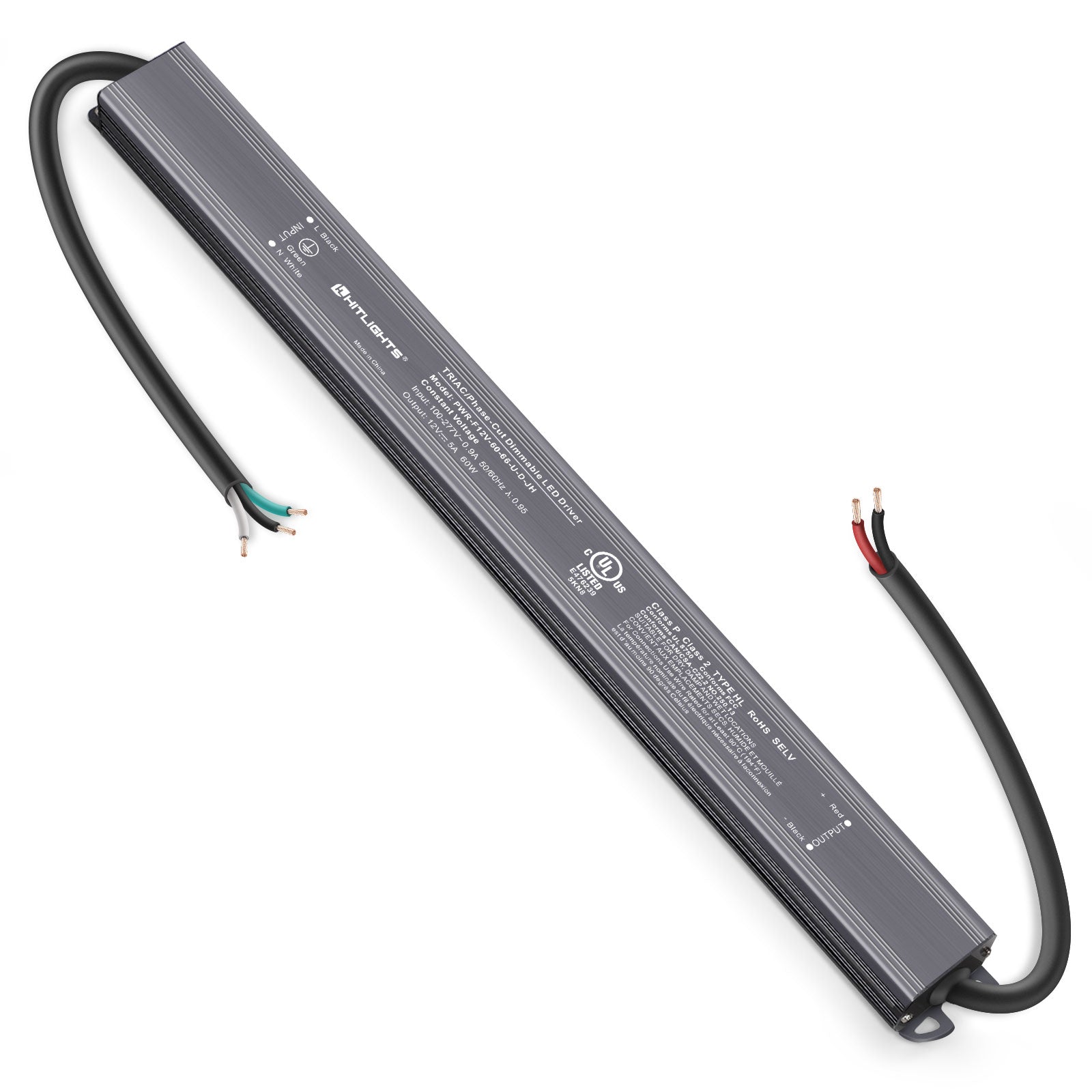 12V LED Dimmable Driver 60W Slim Waterproof UL Listed
