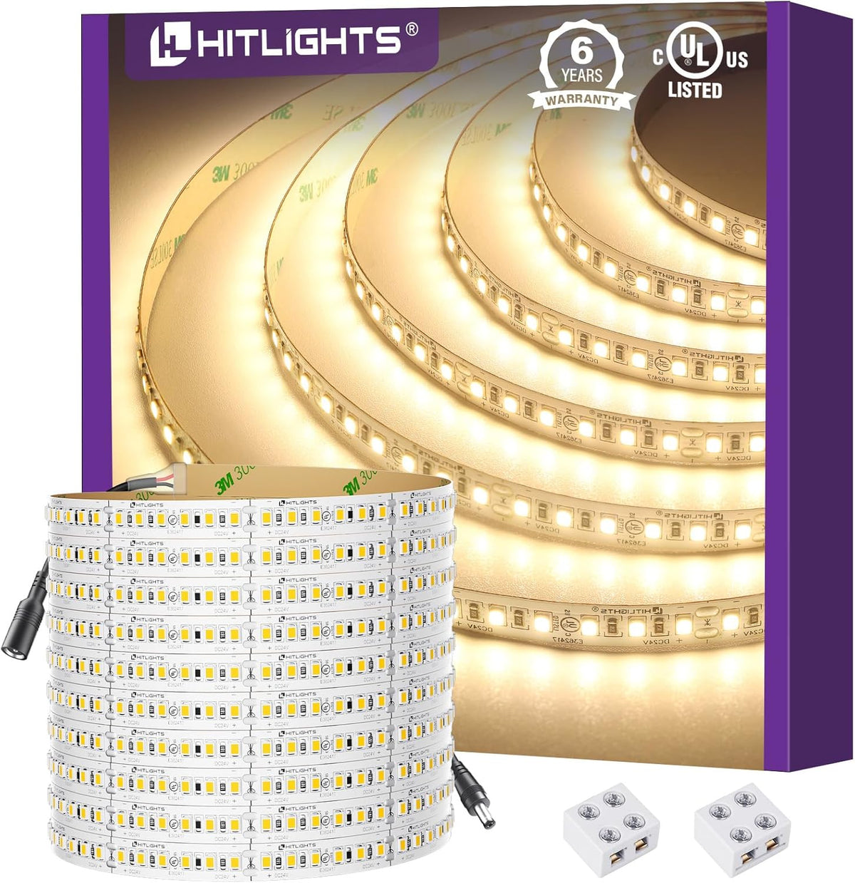 24V LED Strip Light High CRI 16.4ft UL Listed IP30 Indoor