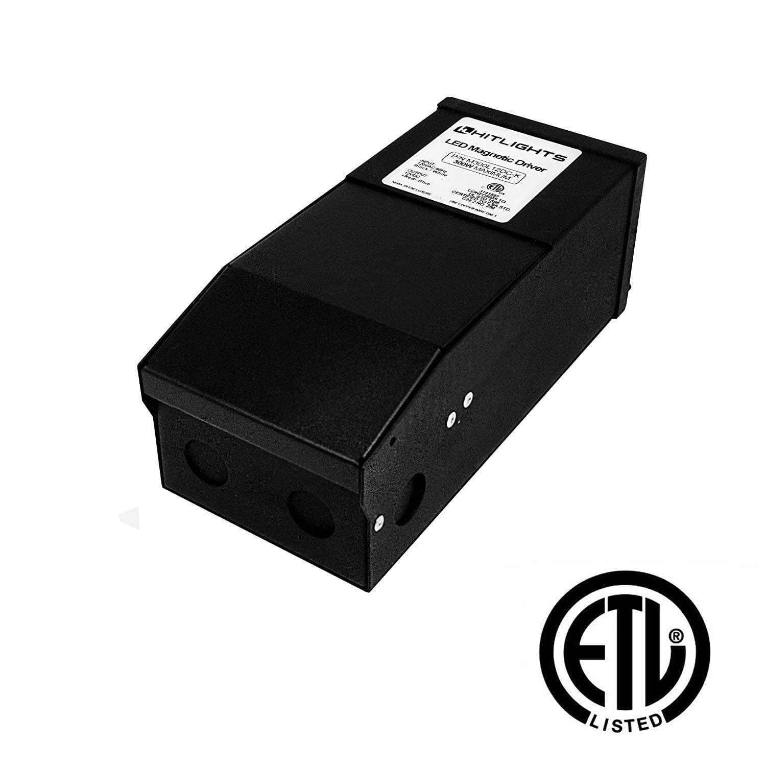 HitLights LED Light Strip Power Supplies and Batteries 300 Watt M-Series Dimmable Driver (Magnetic, ETL, USA Assembled) - 12 Volt