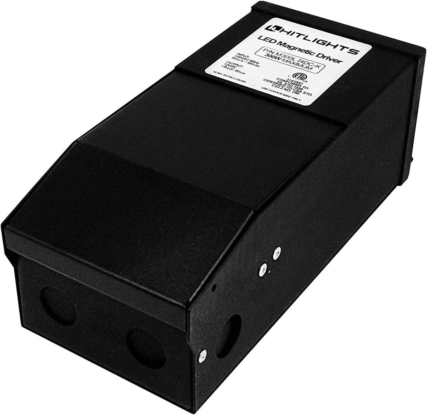 HitLights LED Light Strip Power Supplies and Batteries 300 Watt M-Series Dimmable Driver (Magnetic, ETL, USA Assembled) - 24 Volt