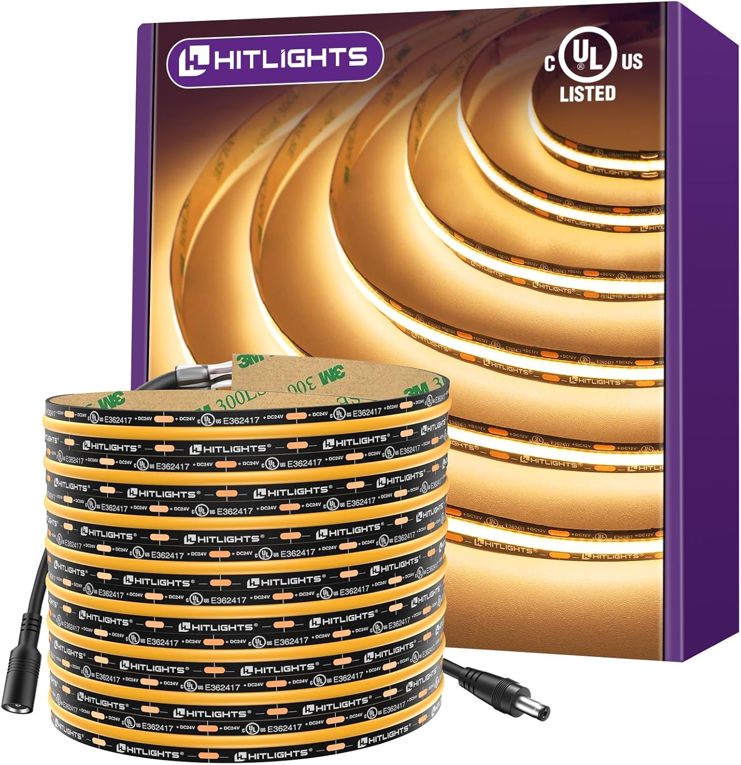 12V COB LED Strip Spotless 16.4ft UL Listed IP20 Indoor