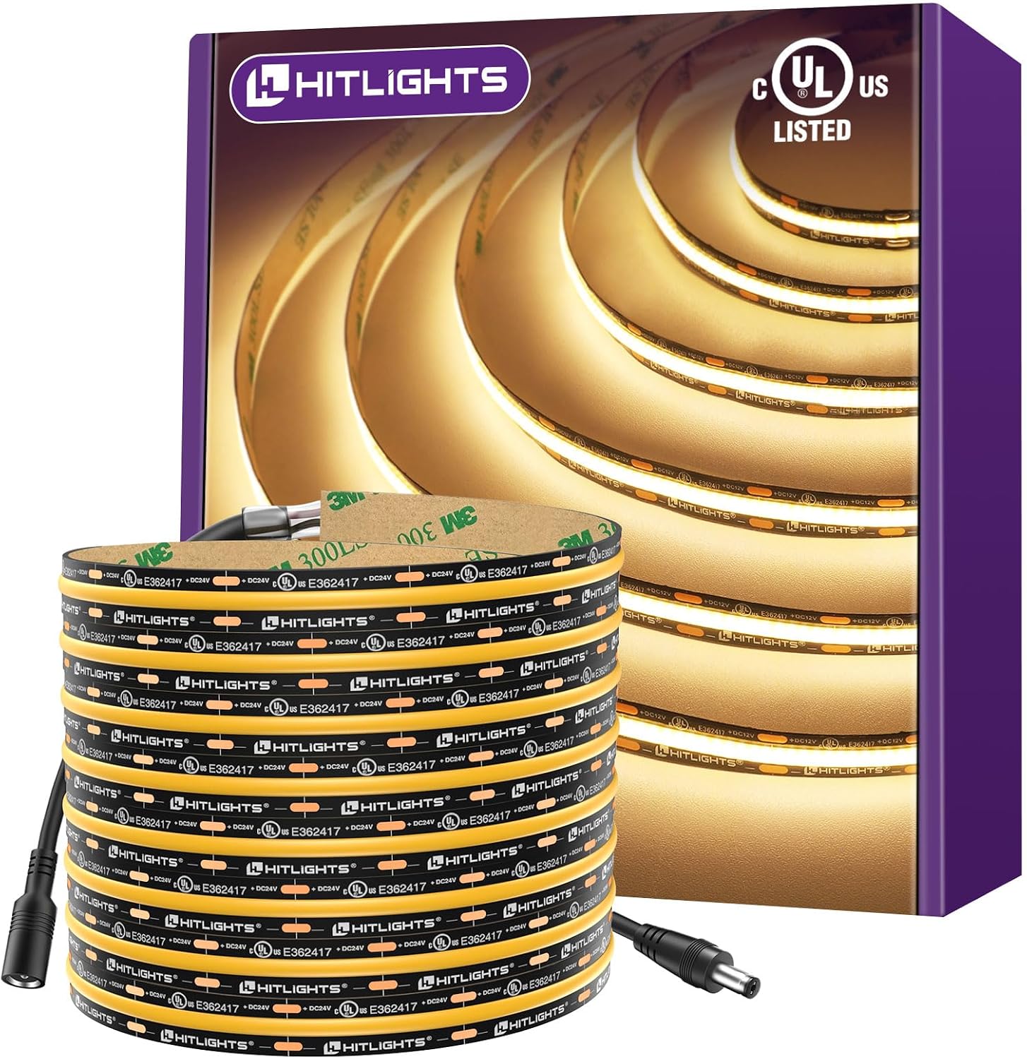 12V COB LED Strip Spotless 16.4ft UL Listed IP20 Indoor