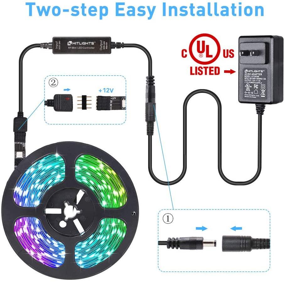 HitLights Amazon Tools & Home Improvement 32.8ft LED Strip Lights, HitLights 5050 RGB Color Changing