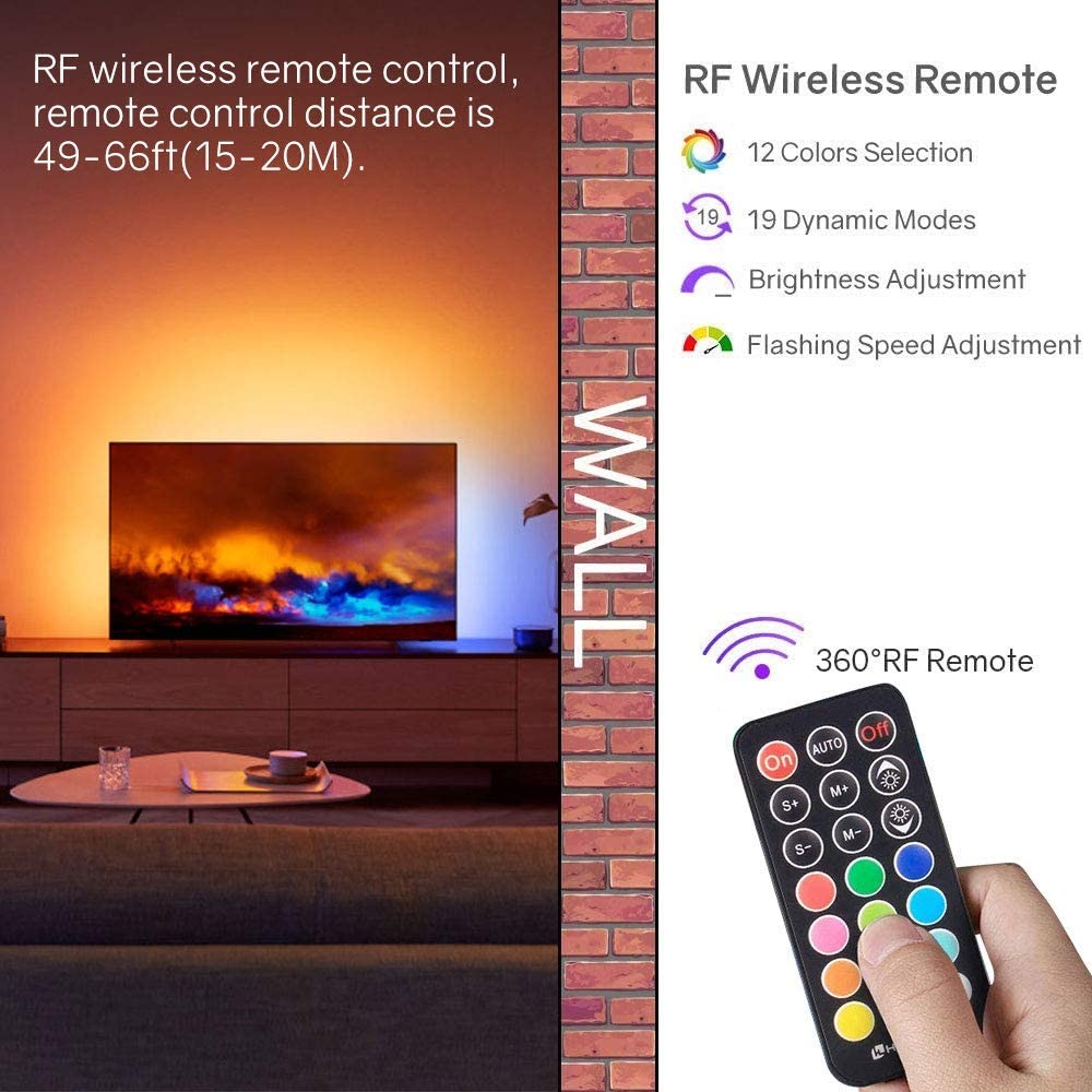 HitLights 4 Pre-Cut 1ft/4ft Small LED Light Strips Dimmable, RGB 5050 Color Changing LED Tape Light with Remote