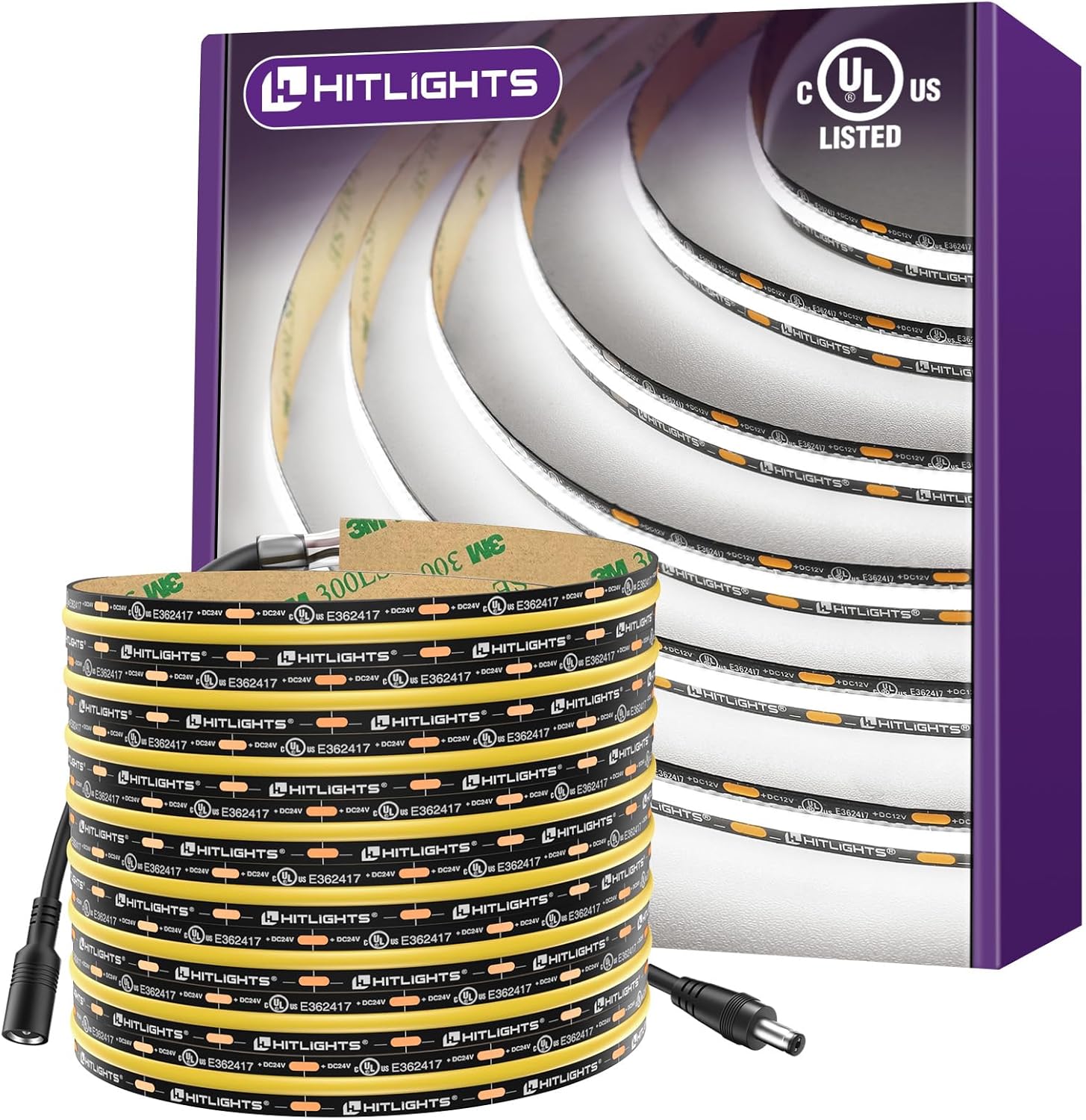 12V COB LED Strip Spotless 16.4ft UL Listed IP20 Indoor