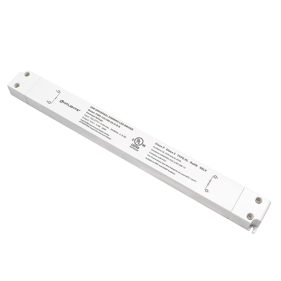 12V LED Dimmable Driver 60W Slim UL Listed Class 2