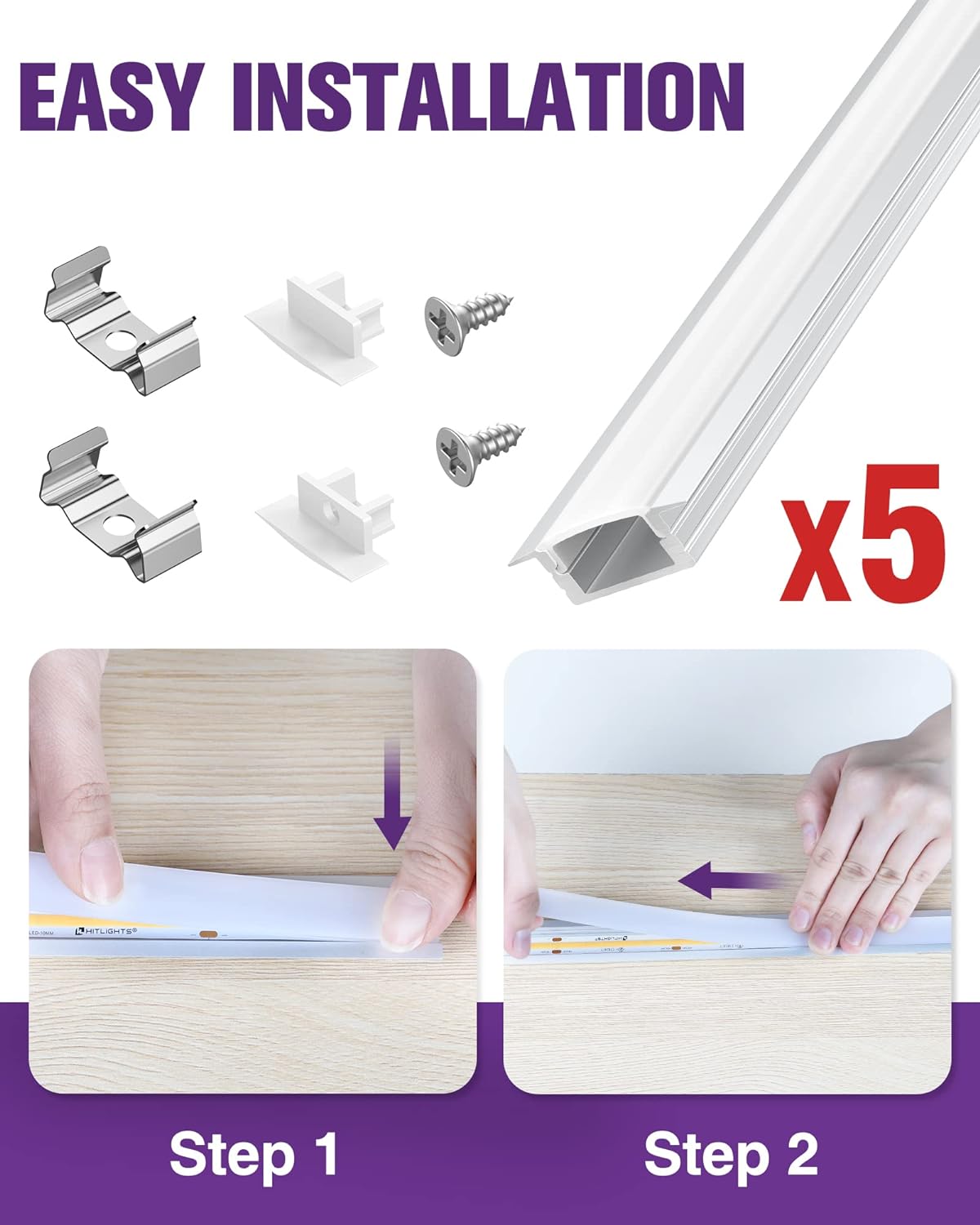 New Recessed Mounted Aluminum Channel (5pack)