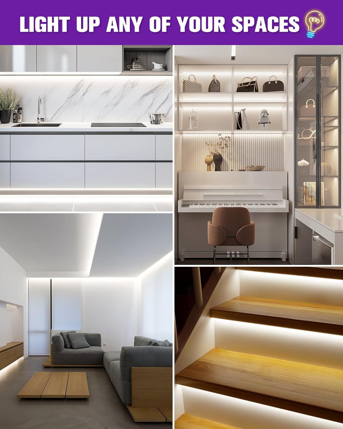 Premium 12V COB LED Strip Light, Single Color (UL-Listed) 16.4ft [IP-20]