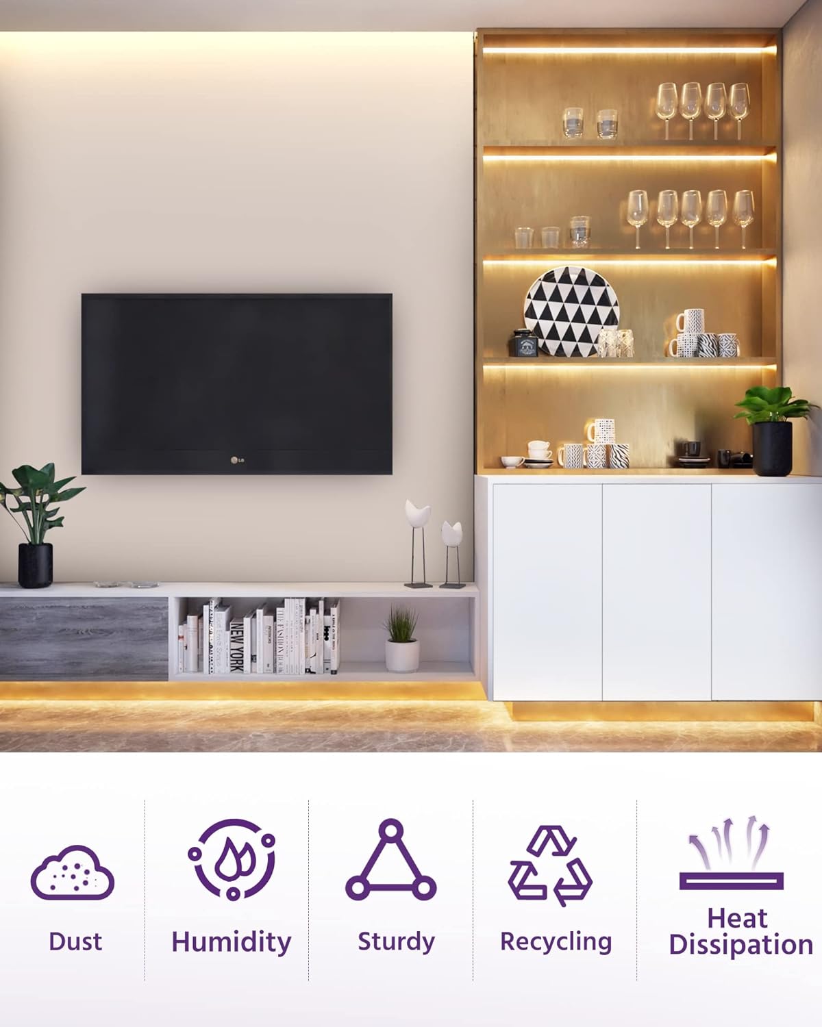 Nuevo canal de aluminio para montaje en superficie (paquete de 5)