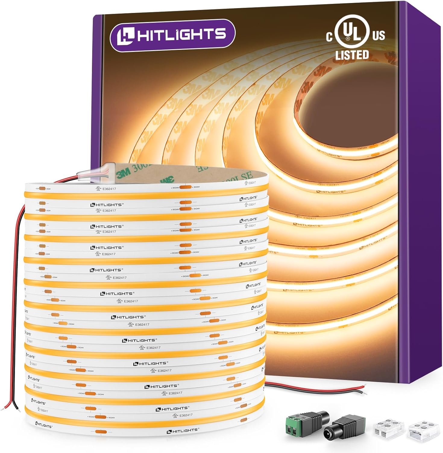 24V COB LED Strip Spotless 32.8ft UL Listed IP20 Indoor