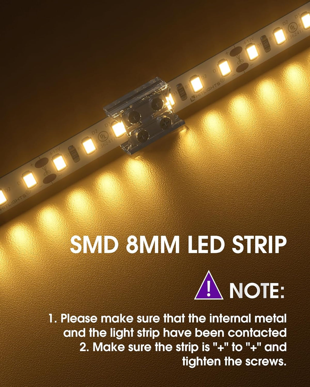 8mm 2 Pin Solderless Transparent Terminal Block LED Light Strip Connec
