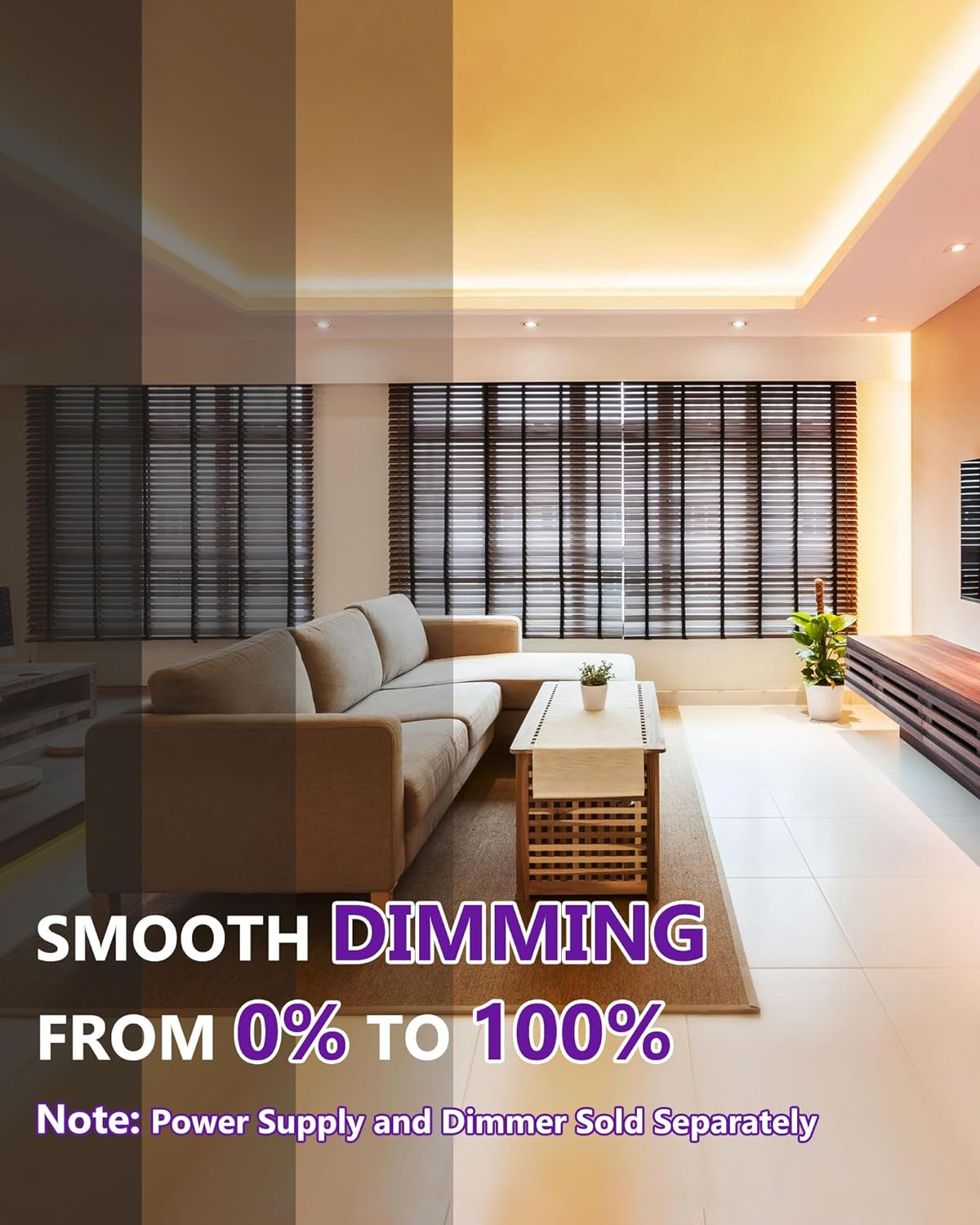 Tira de luces LED COB de 24 V de primera calidad, de un solo color (certificada por UL), 32 pies [IP-30]