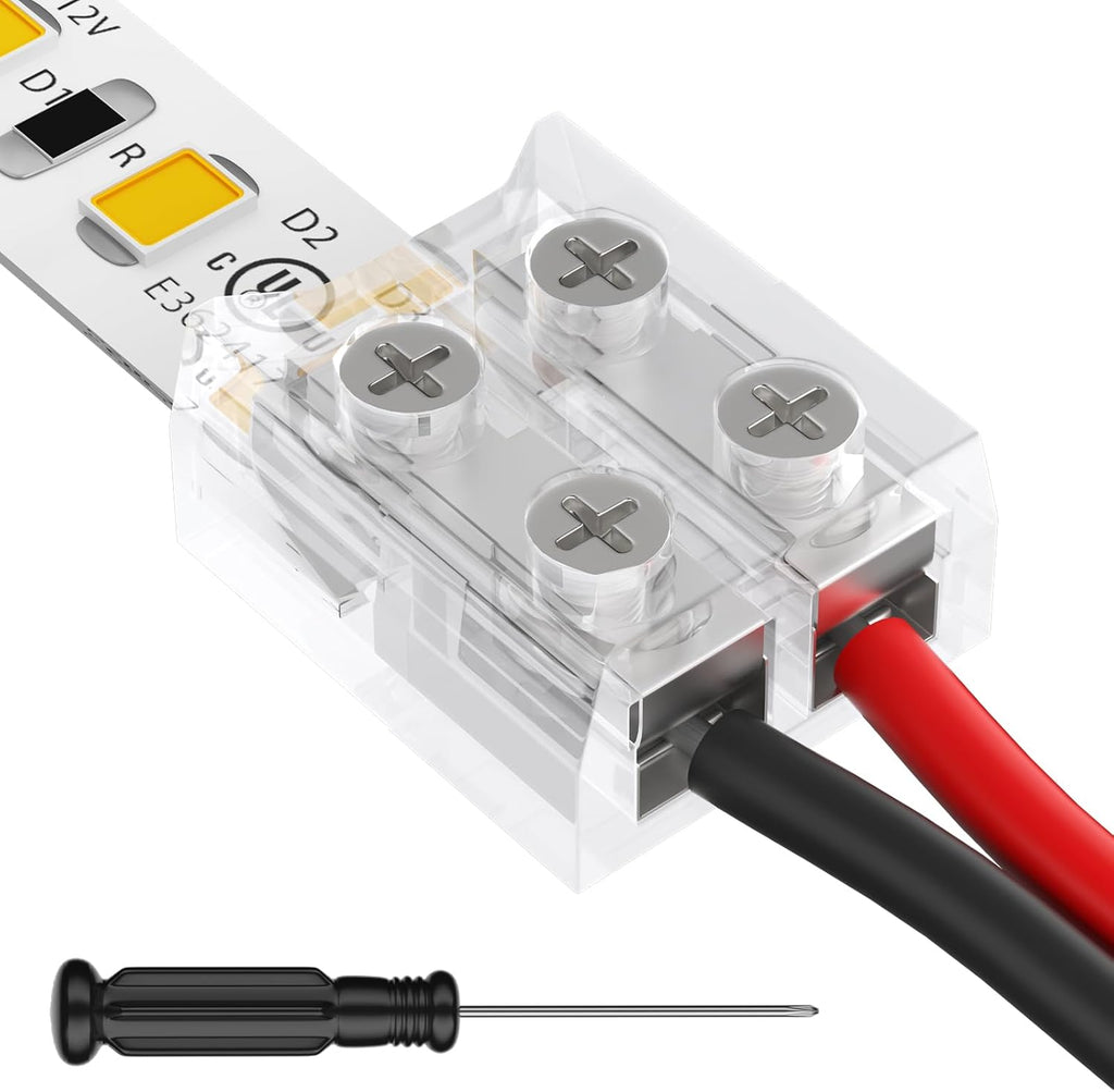 8mm 2 Pin Solderless Transparent Terminal Block LED Light Strip Connec