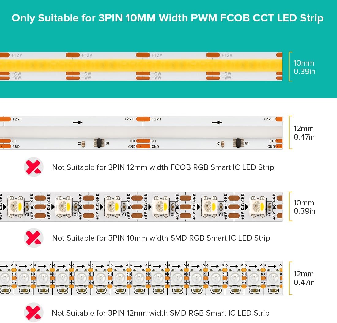 10mm 3-Pin, CCT LED Crimp Type Connectors (12 pack)