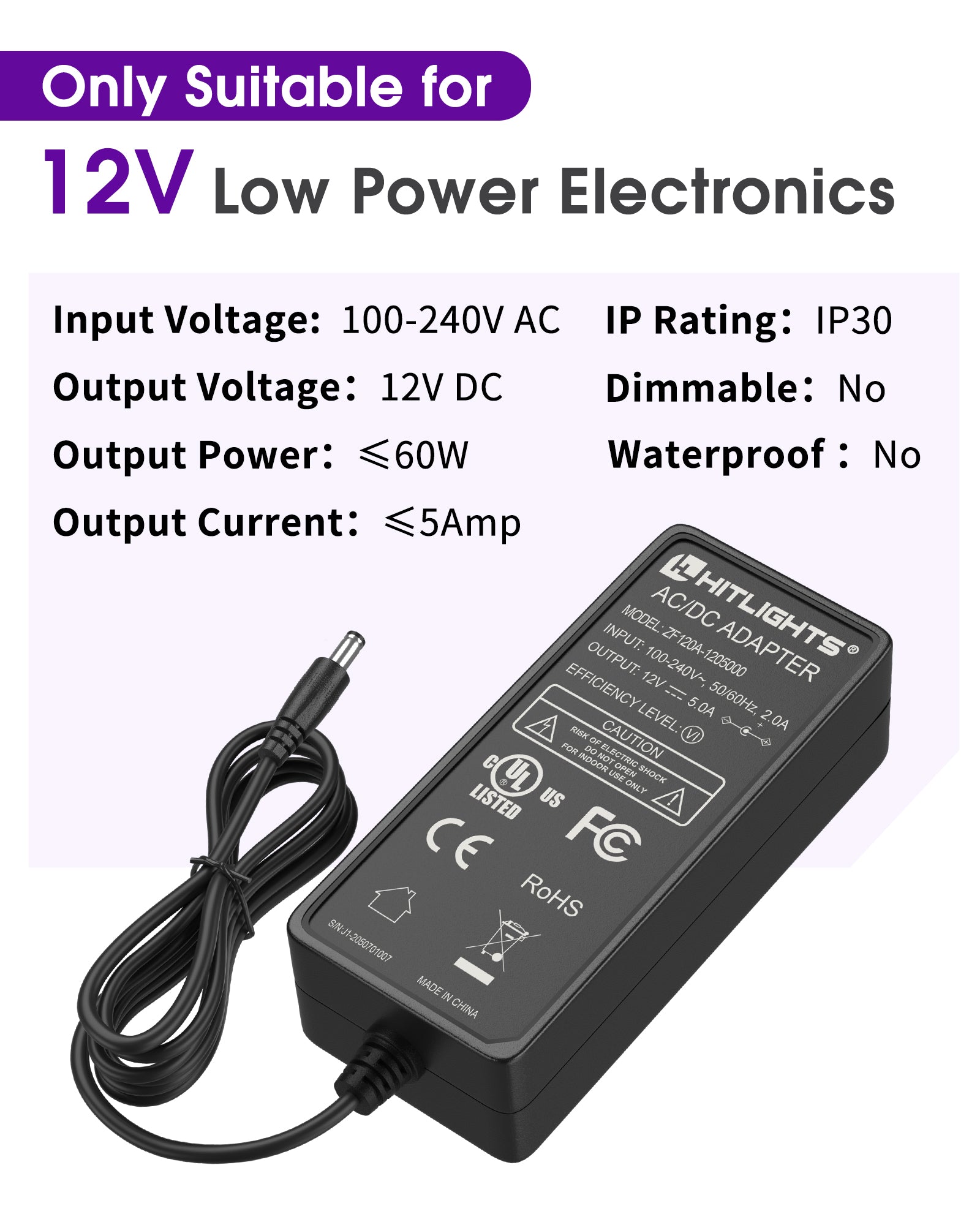 Power Supply Adapter 12V 60W 