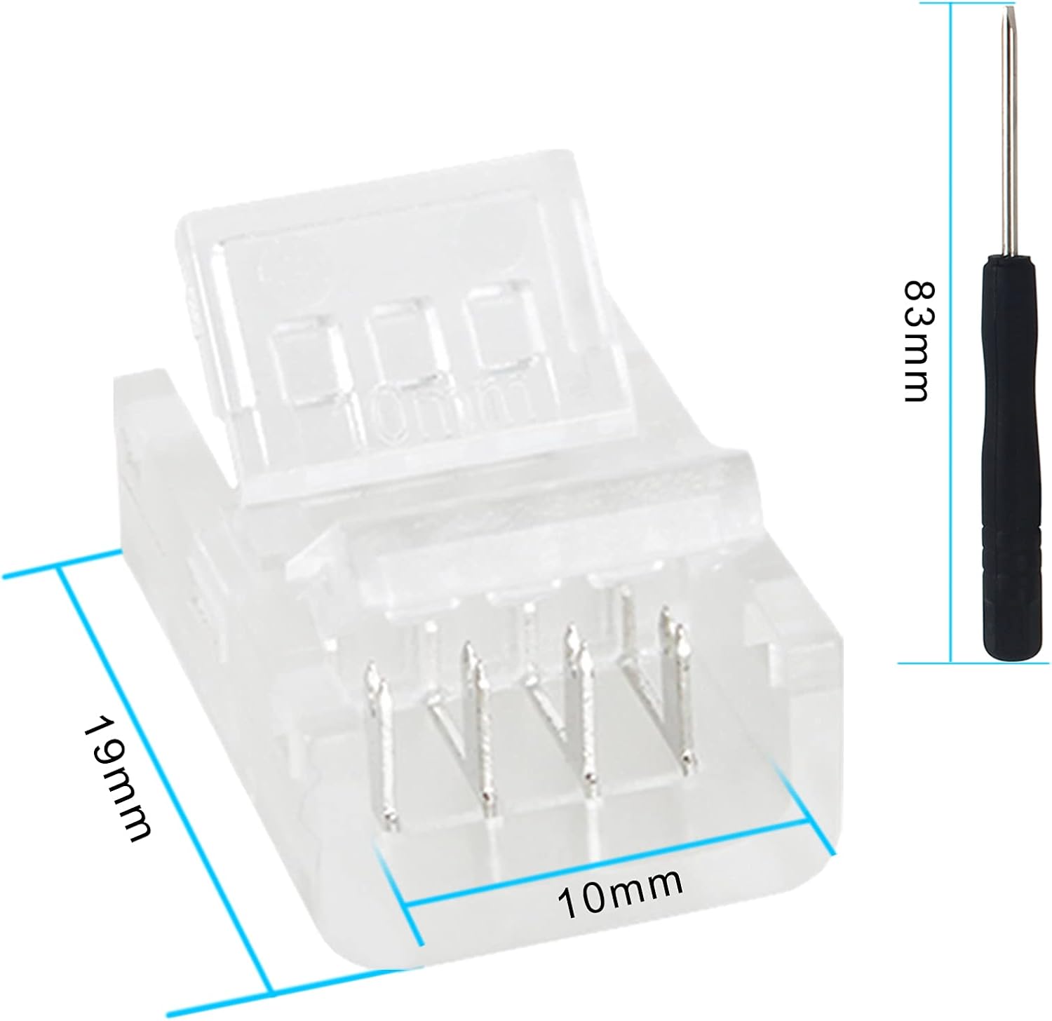 10mm 4 Pin RGB Strip-to-Strip or Strip-to-Wire LED Connectors (12 Pack)