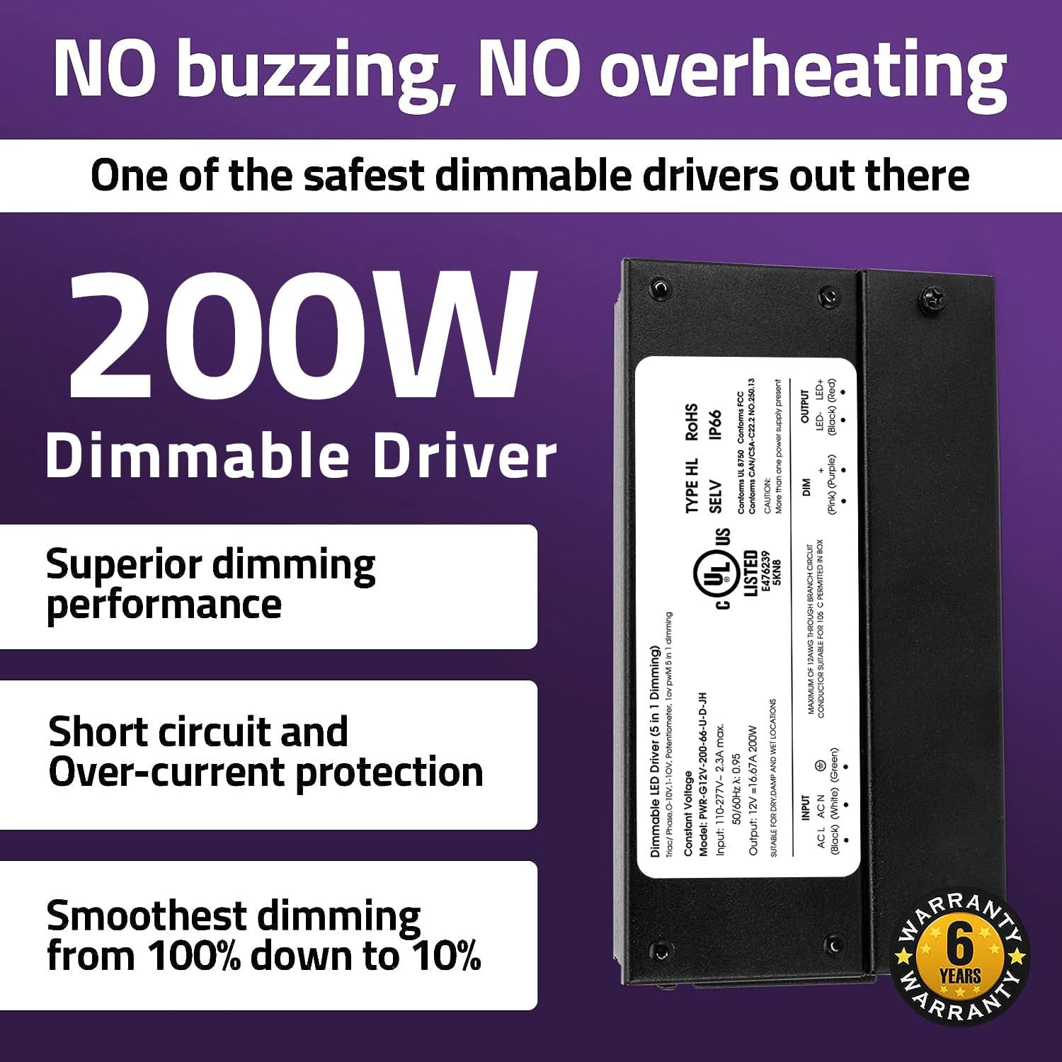 HitLights AVAILABLE SOON: 200W 5-in-1 LED Dimmable Driver (Electronic, UL Listed) - 12Volt