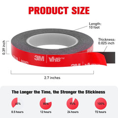 Double Sided Tape, HitLights 3M Mounting Tape Heavy MNT-FT24MM-16FT, red