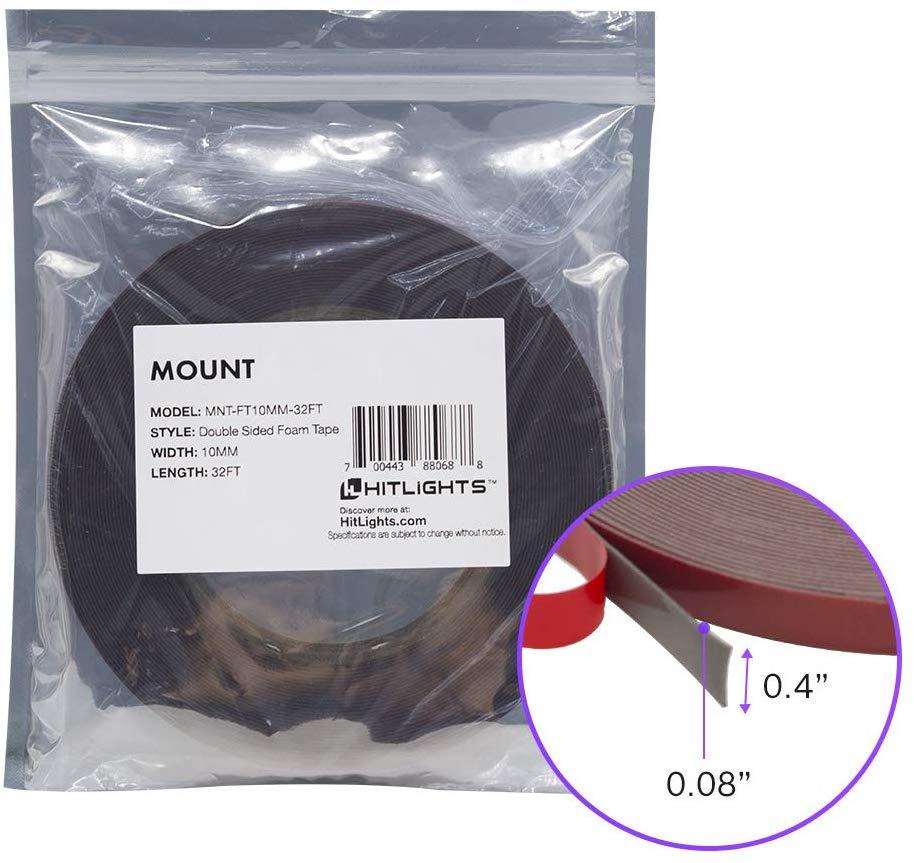 HitLights LED Light Strip Mounting Supplies Heavy Duty Foam Mounting Tape - 100 Feet