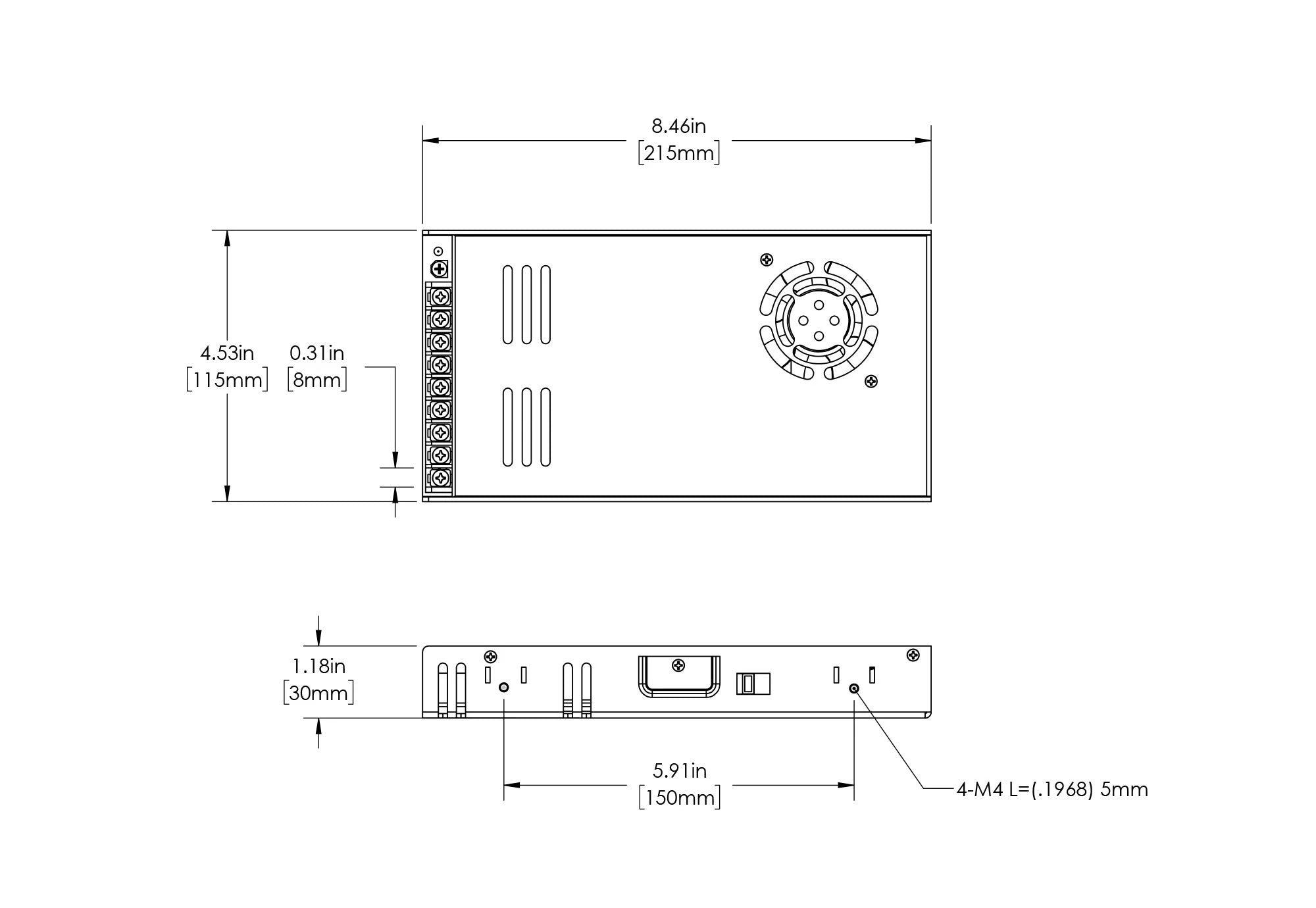 350 Watt LRS-Series Mean Well Indoor Power Supply  - 24 Volt