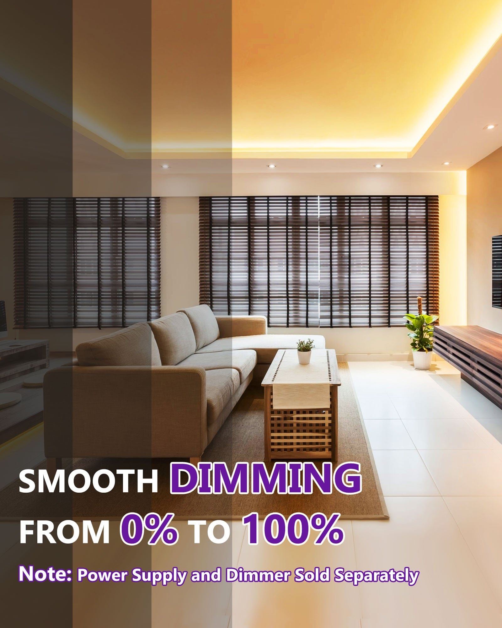 HitLights Single Color LED Light Strips Premium 24V COB LED Strip Light, Single Color (UL-Listed) 16.4ft [IP-30]