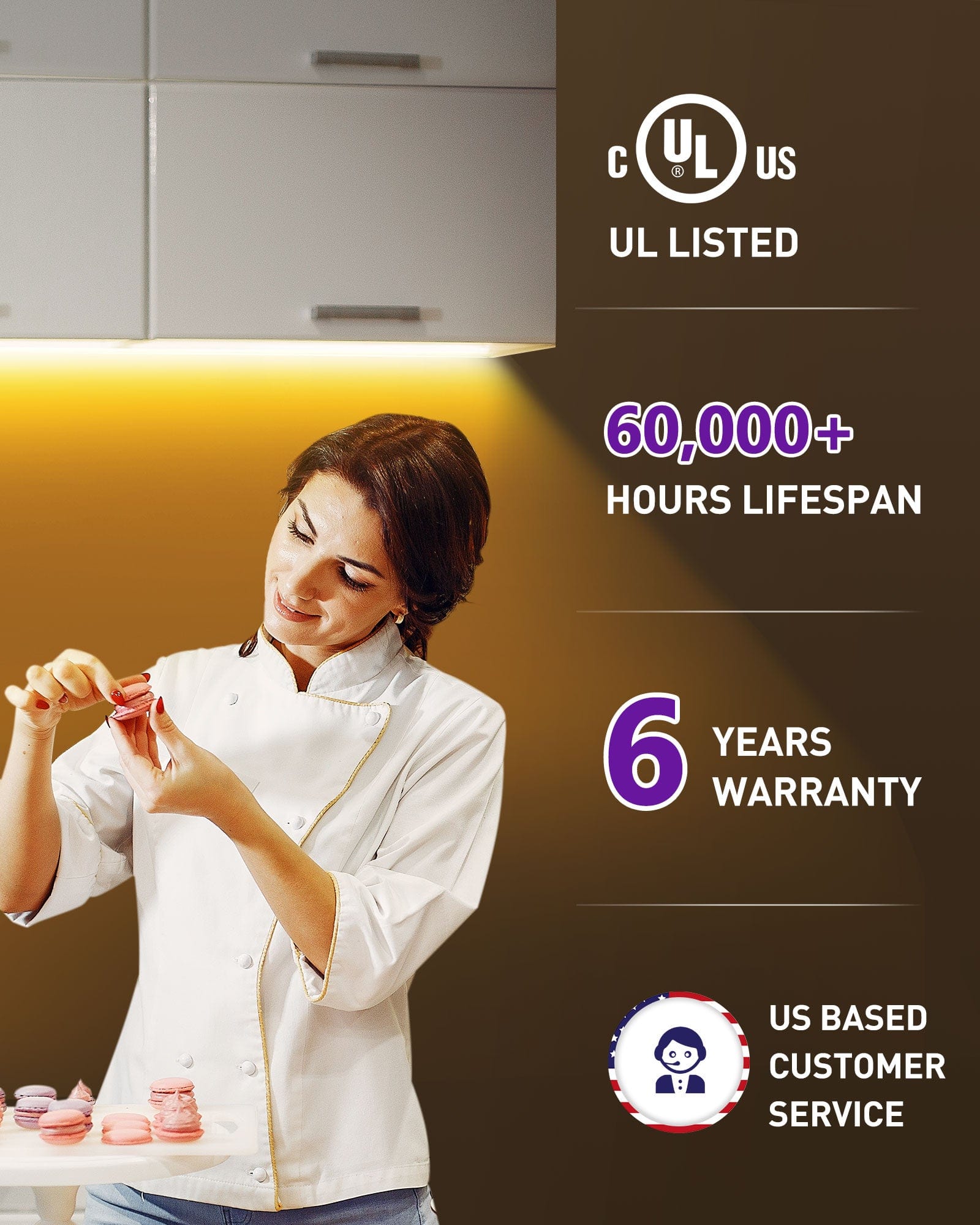 HitLights Single Color LED Light Strips Premium 24V COB LED Strip Light, Single Color (UL-Listed) 16.4ft [IP-30]