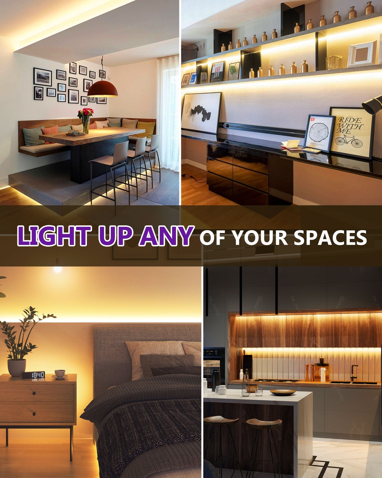 HitLights Single Color LED Light Strips Premium 24V COB LED Strip Light, Single Color (UL-Listed) 16.4ft [IP-30]