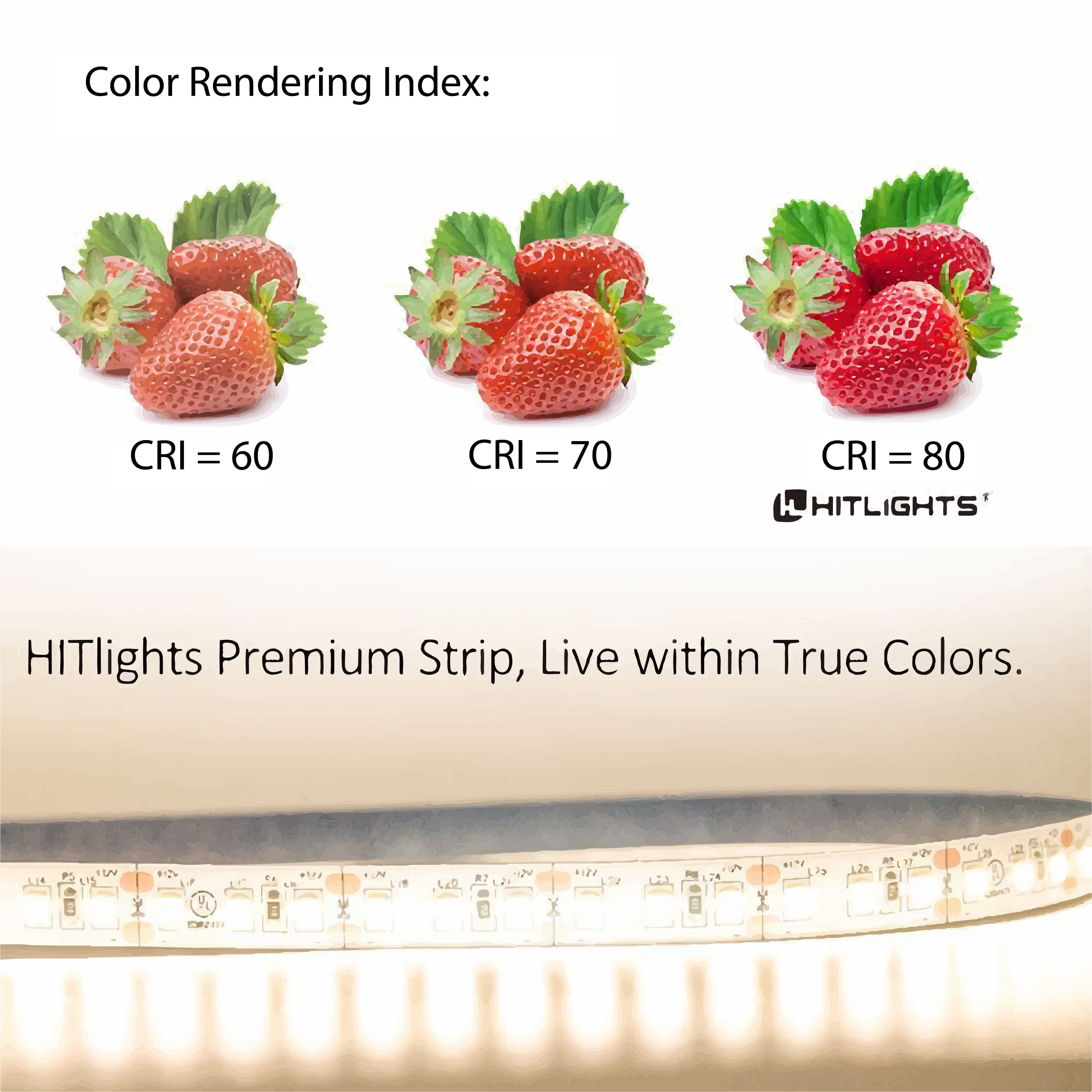 HitLights Single Color LED Light Strips Premium Luma20 (2835) LED Light Strip, Single Color (UL-Listed) 10 Feet - Standard Density [IP-30]