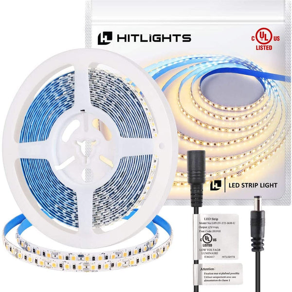 HitLights LED Strip Lights, 4 Pre-Cut Waterproof RGB Small LED Light Strip  Kit Dimmable Color Changing SMD 5050 LED Tape Light with RF Remote,  UL-Listed Power S…
