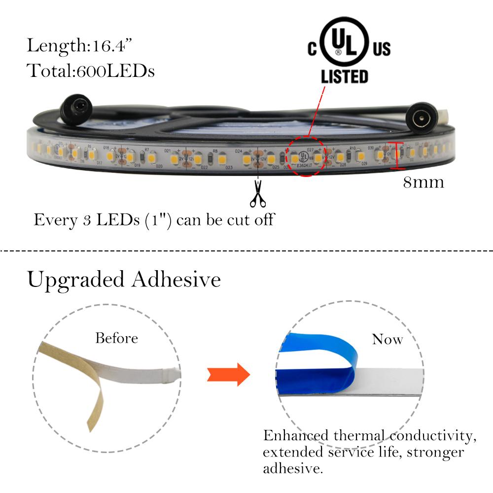 HitLights Single Color LED Light Strips Premium Luma5 LED Light Strip, Single Color (UL-Listed) 16.4 Feet - High Density Waterproof [IP-67]