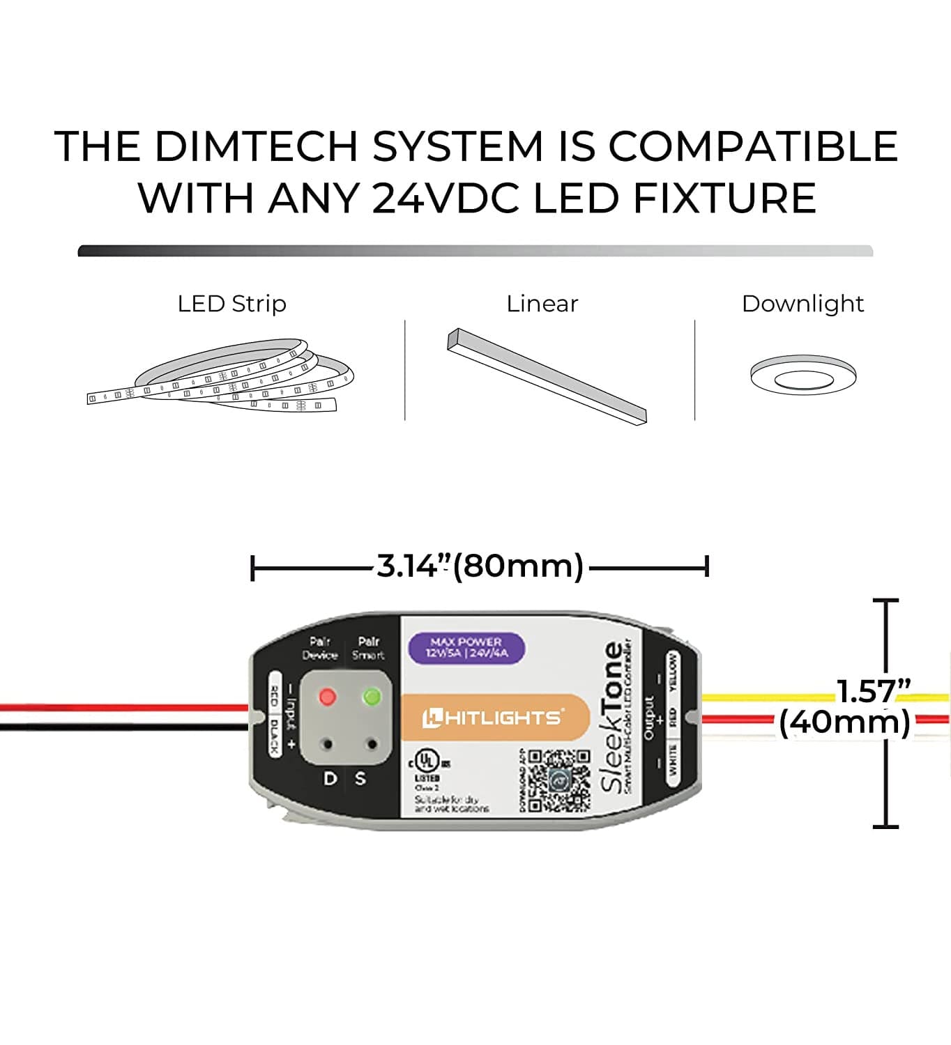 HitLights SleekTone CV, 12-24V DC RF/ Smart LED Controller, Tunable White